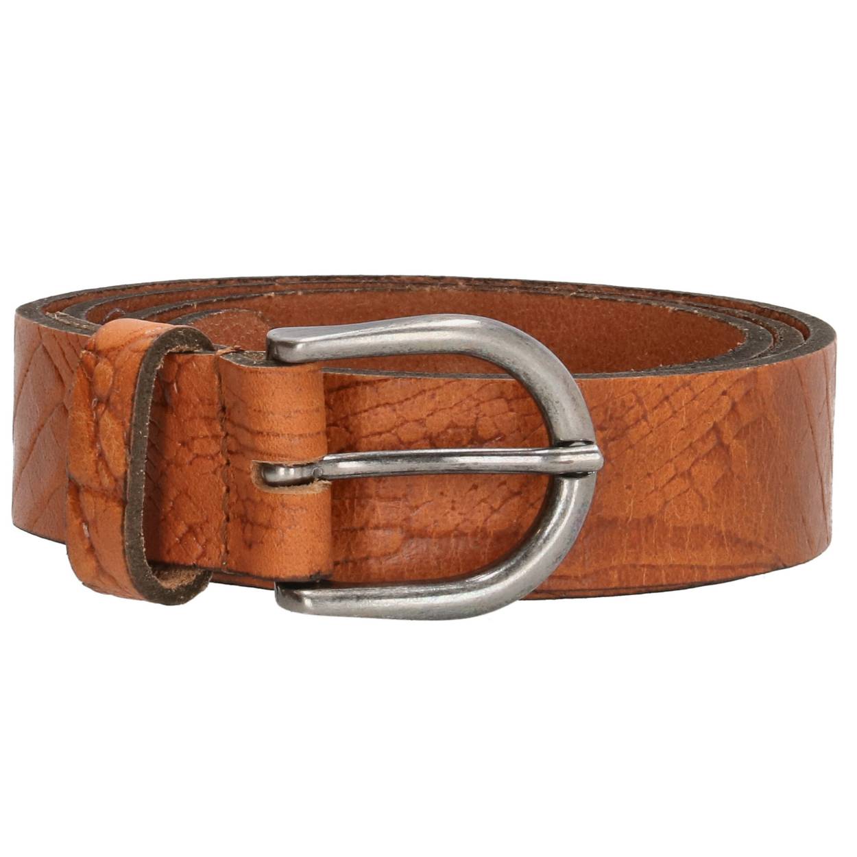 Deze riem is gemaakt van hoogwaardig leer en heeft een stijlvolle cognac kleur. Het is voorzien van subtiele stiksels en heeft een verborgen sluiting voor een strakke uitstraling. De riem is 85 cm lang en kan op verschillende manieren worden gedragen, zoals om de heupen of taille. Combineer het met een jeans of jurk voor een trendy look.