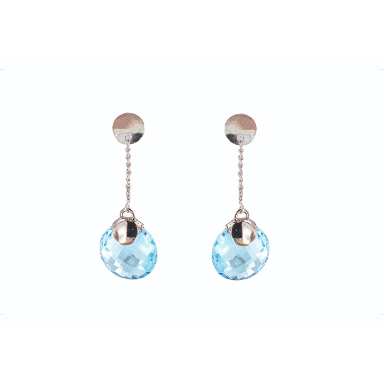 Wit gouden oorbellen 18 karaat met blauwe topaas