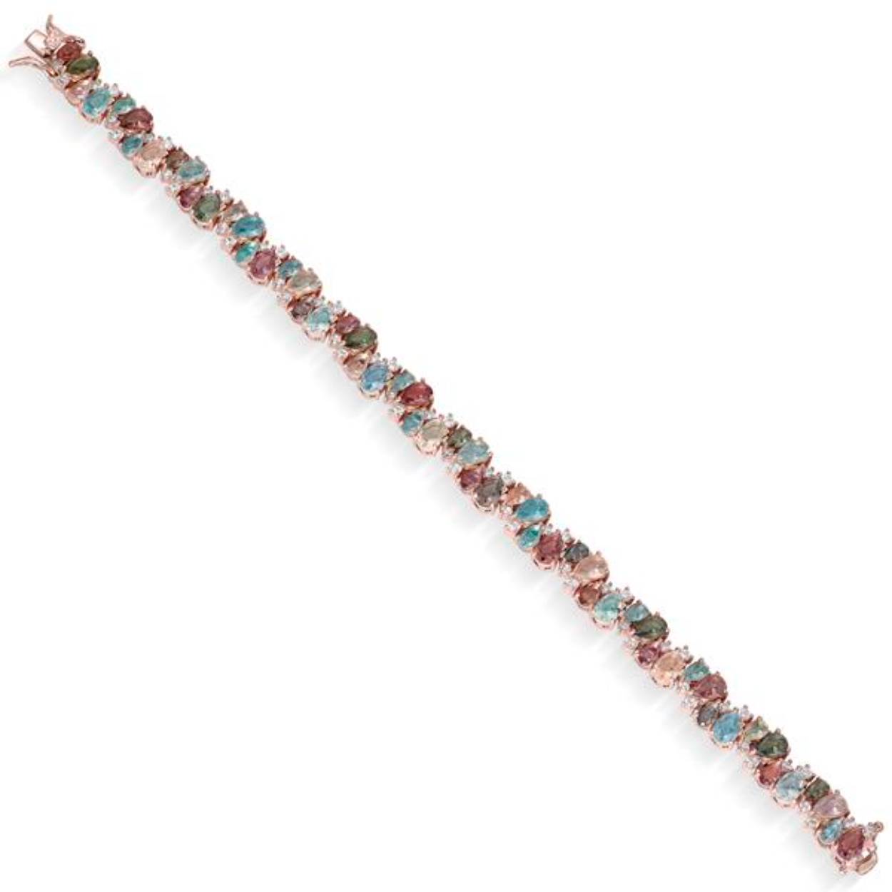 Armband zilver verguld rosé met gekleurde zirkonia