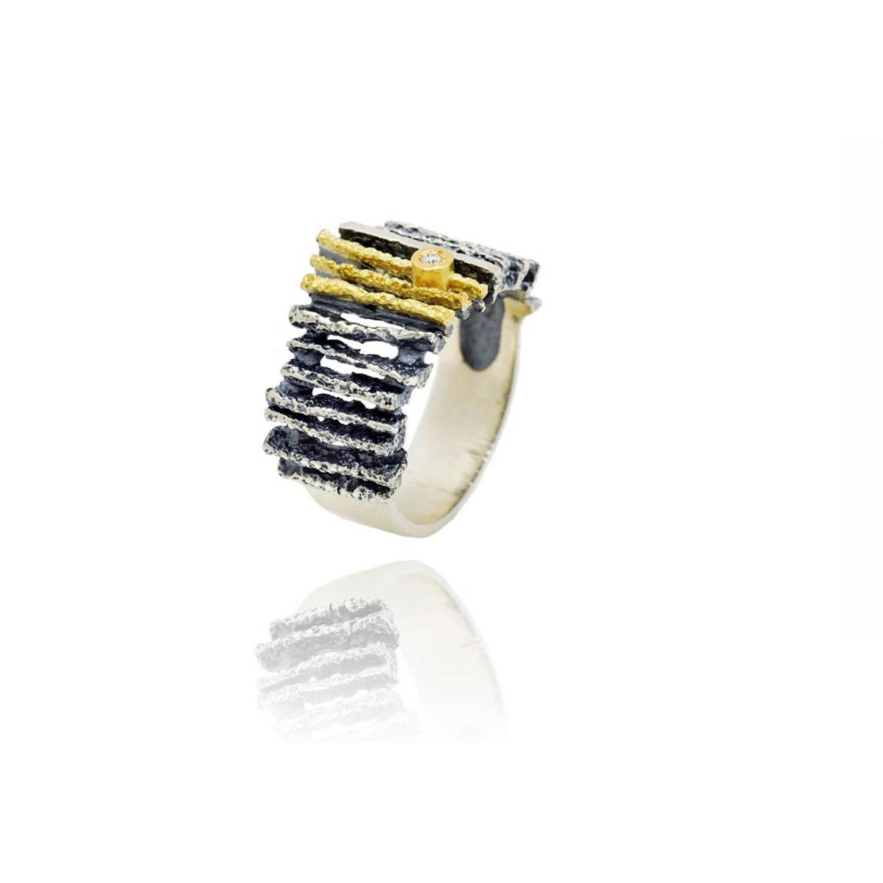 junc small ring 0,015 crt. zilver met goud