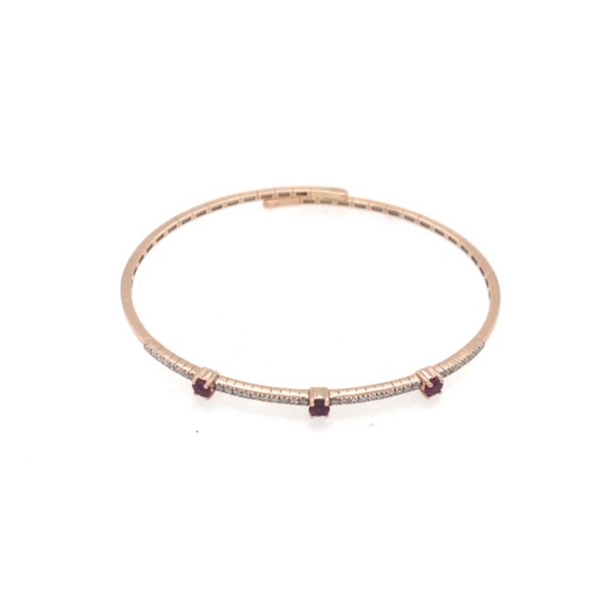 18k roségouden flex bangle met robijn en diamant