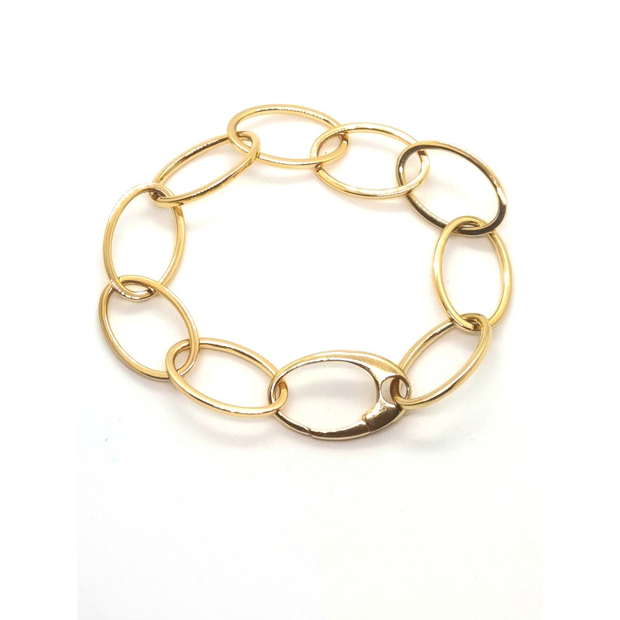 Gouden armband fantasie groot ovaal open 16mm 20cm 