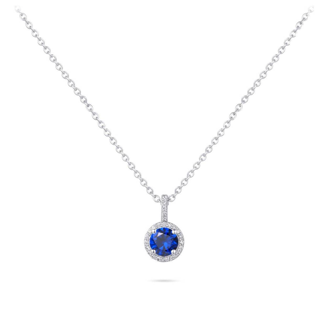 Zilveren hanger met blauw en wit zirkonia.