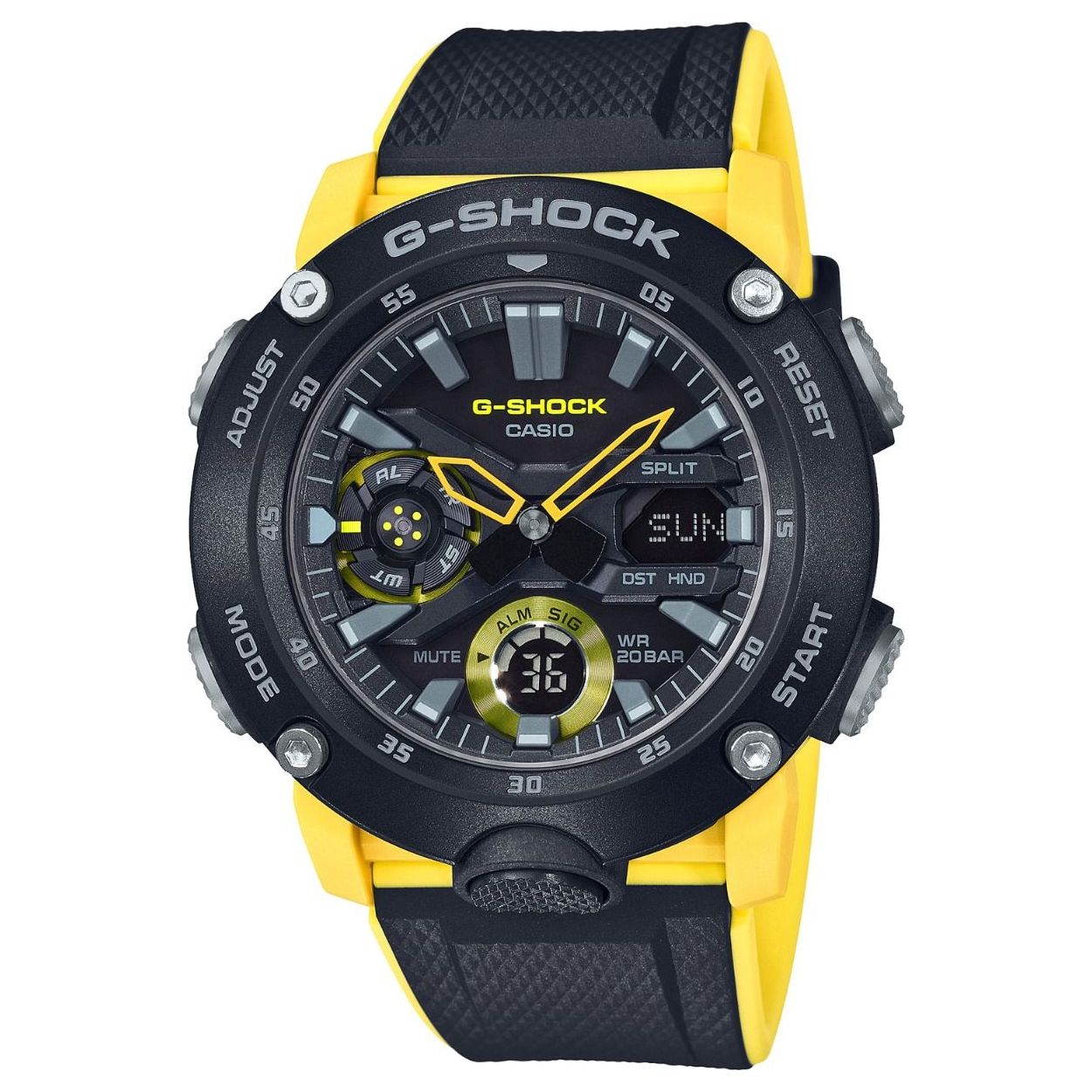 horloge GA-2000-1A9ER heren multifunctie kunststof 10 ATM 

Algemeen
Geslacht: heren
Model: GA-2000-1A9ER

Voordelen
- band plastic/silicone zwart/geel
- multi-functie
- wijzerplaat zwart met grijze streepjes
- draagcomfort door licht gewicht
- boven gem. waterdicht: zwemmen/duiken
- dagwijzer
- quartz
- maat kast 48,7mm (breedte) 14,1mm (dikte)