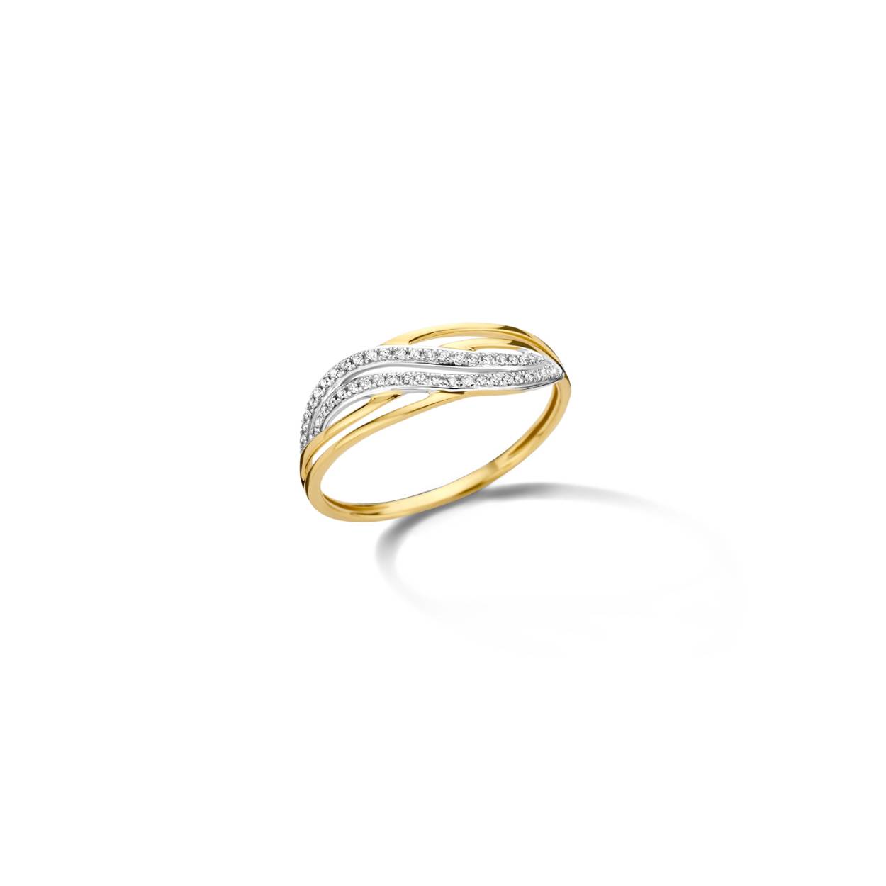 Ring  18 kt goud+ 0.09ct brilj mt 54