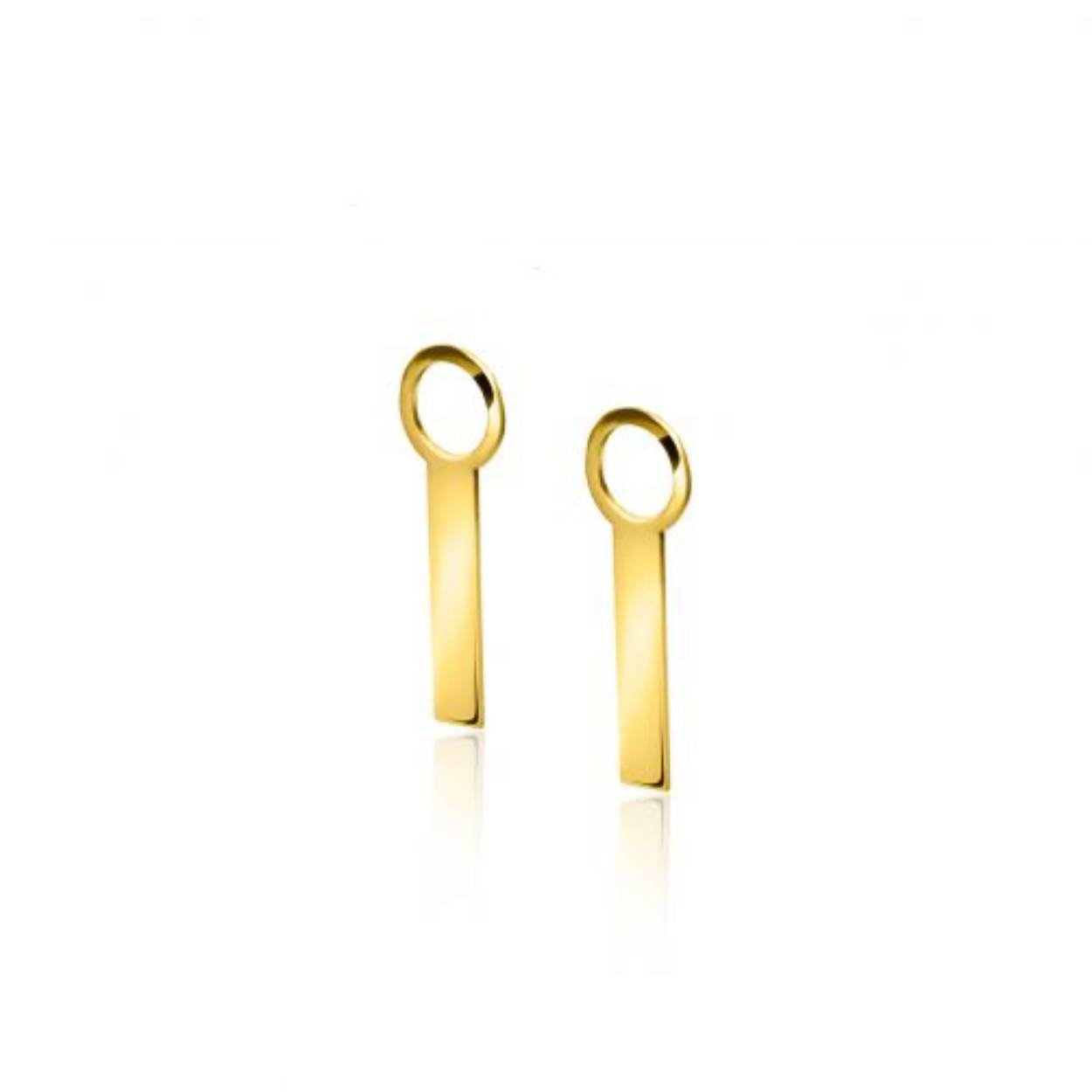 14 karaats geelgoud: 
Zinzi Gold oorbedels voor oorringen staafje plat.
Draag deze leuke hangers aan je favoriete oorringen voor een speels effect.