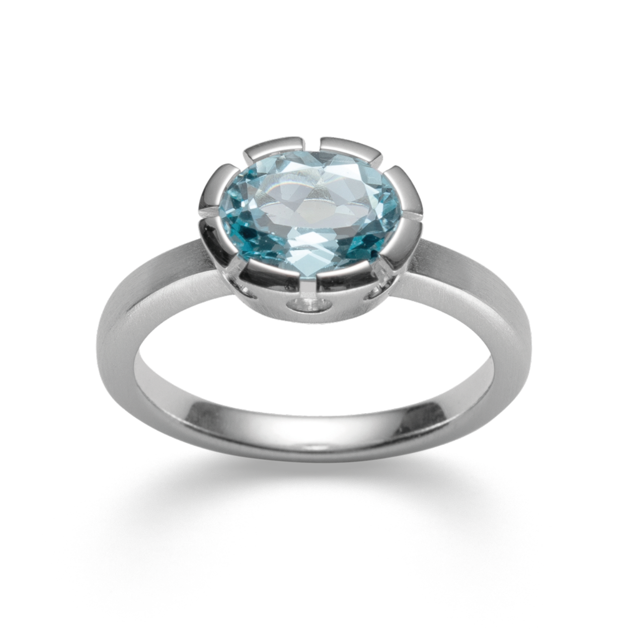 zilveren ring met blautopas