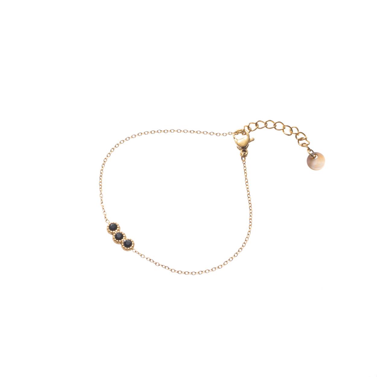 Go Dutch Bracelet 3 stones - 14k + Jet