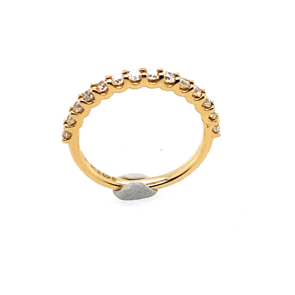 18 krt geelgouden rijring met 0.55ct briljant geslepen diamant  H/si 14 steens