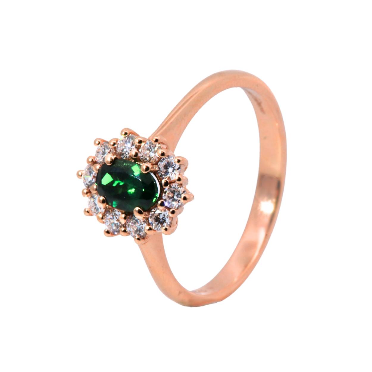 Roségouden ring met diamanten van 0.33ct en een tsavoriet van 0.52ct