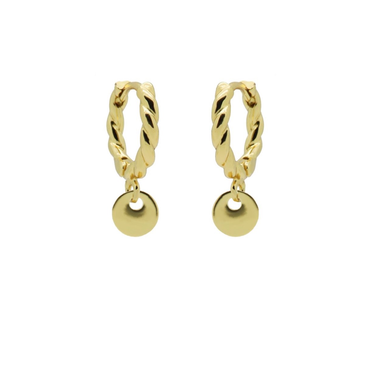 Hinged Twisted Hoops Symbols Round Disc Gold-plated