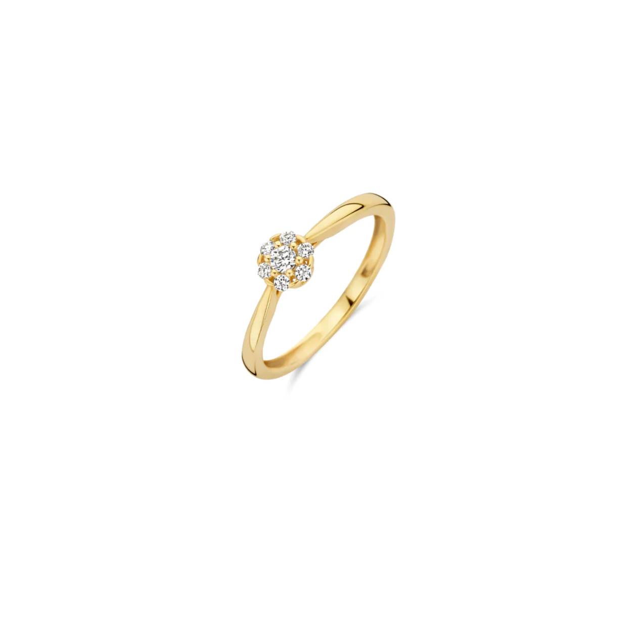Blush Jewels worden met zorg, liefde en oog voor detail gemaakt van 14 karaat goud. Dit elegante ontwerp van Blush met referentie {1248YZI} is uitgevoerd in geelgoud en voorzien van stralende briljant geslepen zirconia's. 
De diameter van de zirconiazetting bedraagt ? mm.  Deze ring combineert goed met het gouden collier {3097YZI} en de geelgouden oorstekers {7241YZI} uit dezelfde serie. Een goed gekozen Blush juweel zorgt altijd voor een glimlach en het heerlijke gevoel geliefd te zijn. From the heart and made to last, het perfecte cadeau.
Blush Jewels worden geleverd in een Blush cadeauverpakking.
Let your heart glow - Wear your Blush