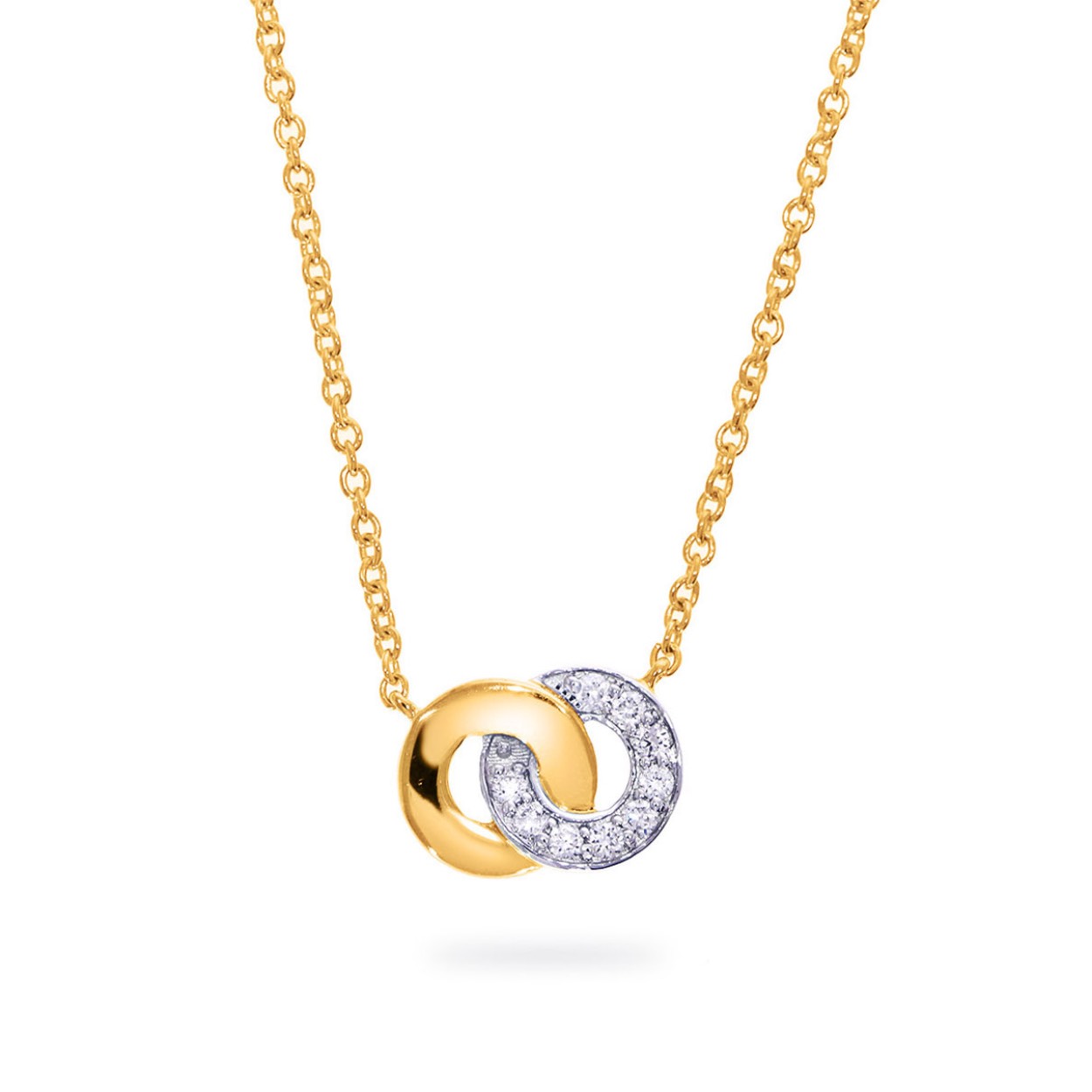 GEELGOUDEN COLLIER MET DIAMANT