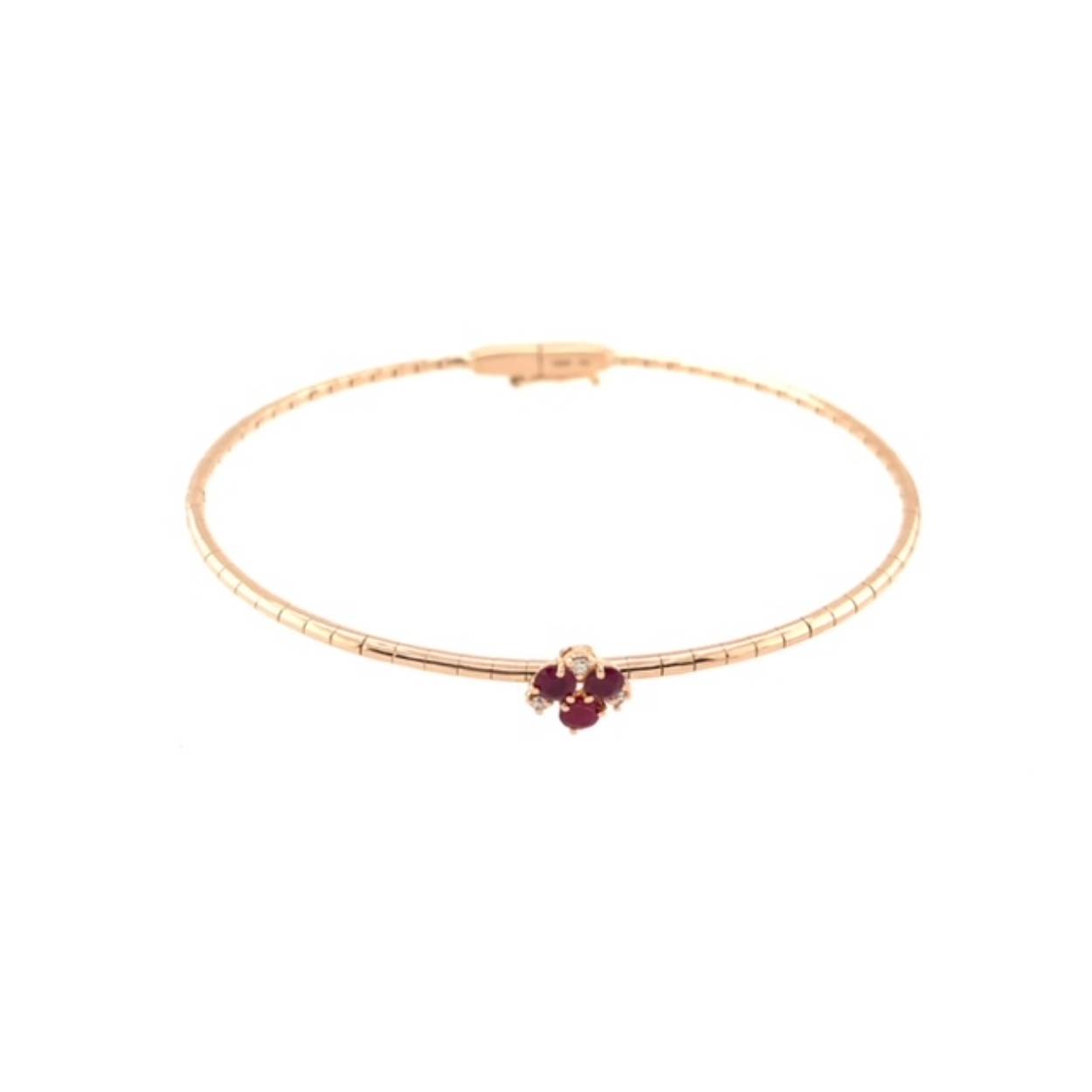 18k roségouden armband met diamant en robijn