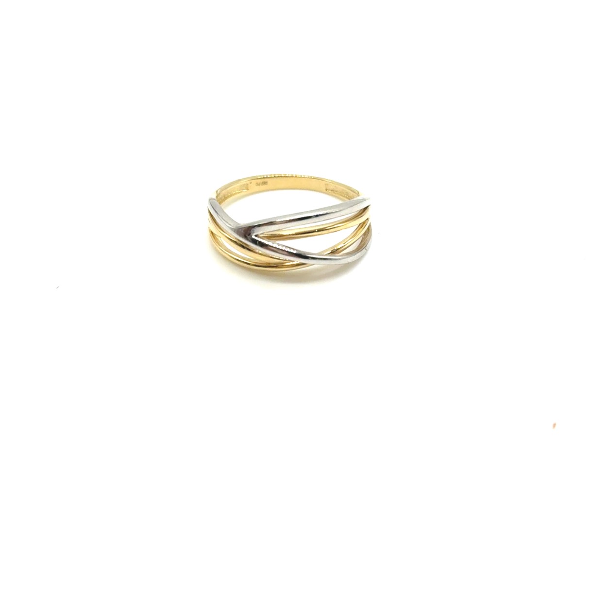 14k geel/wit gouden ring. ring is ca 2.55 gram.