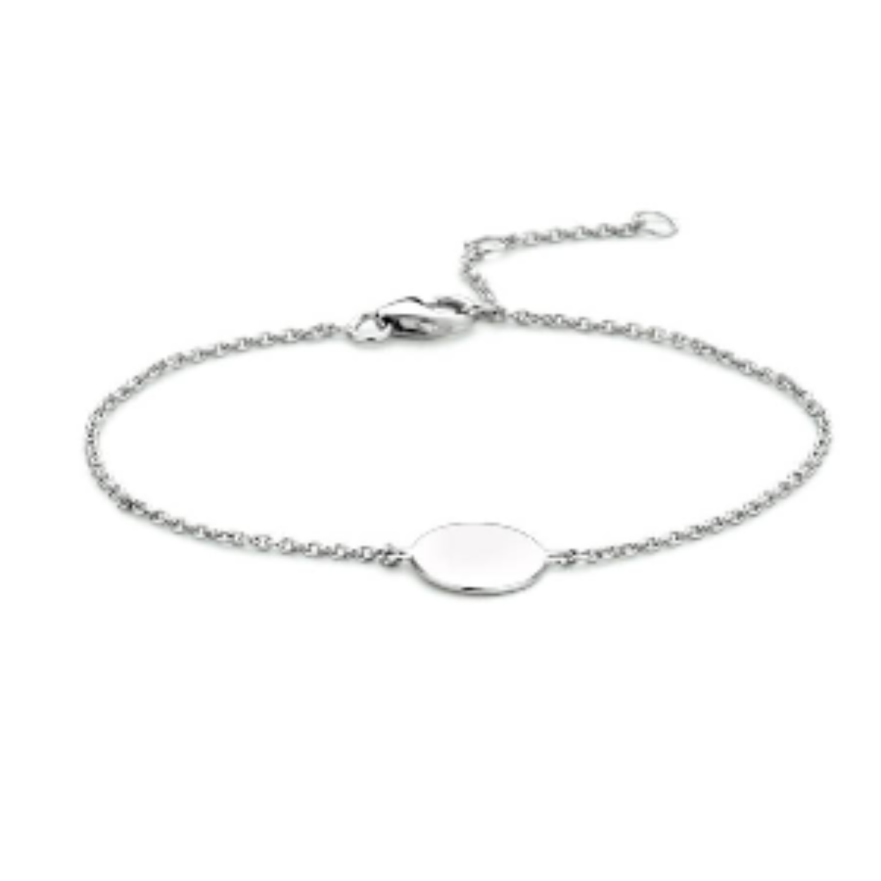 Gerhodineerd 925 zilveren armband uitgevoerd met een rondje. De armband heeft draaglengtes van 16, 17.5 en 19cm en een stevige karabijn sluiting. Het rondje heeft een diameter van 10mm.