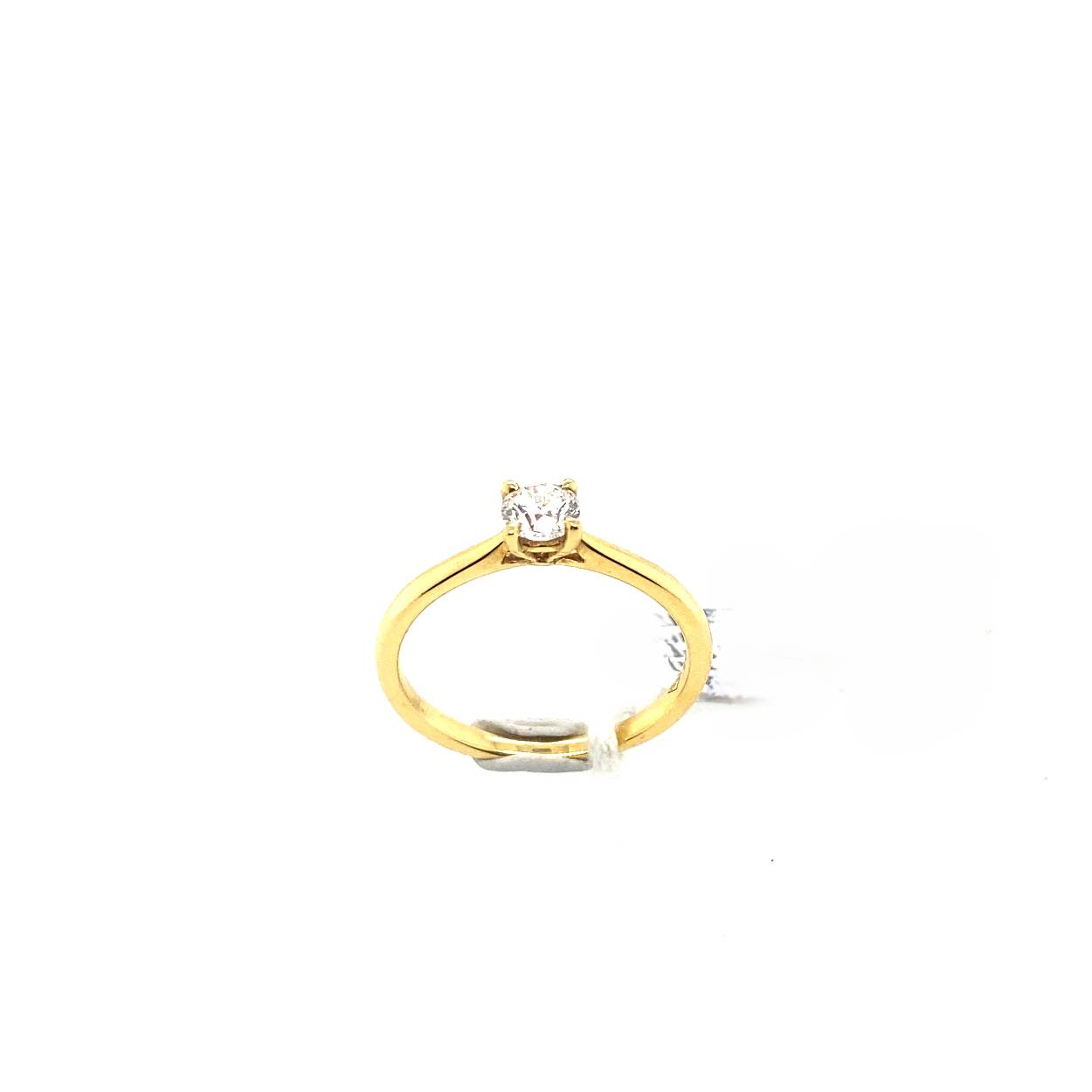 18 krt geelgouden solitair met 0.26ct briljant geslepen natuurlijke diamantH/si