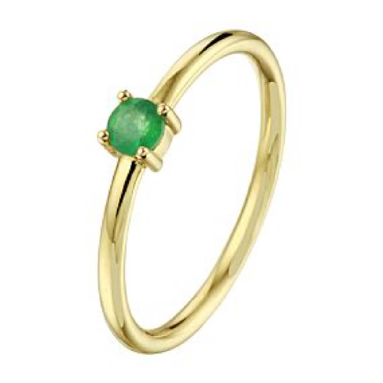 Ring in geelgoud 14 kt met smaragd steen , solitaire model