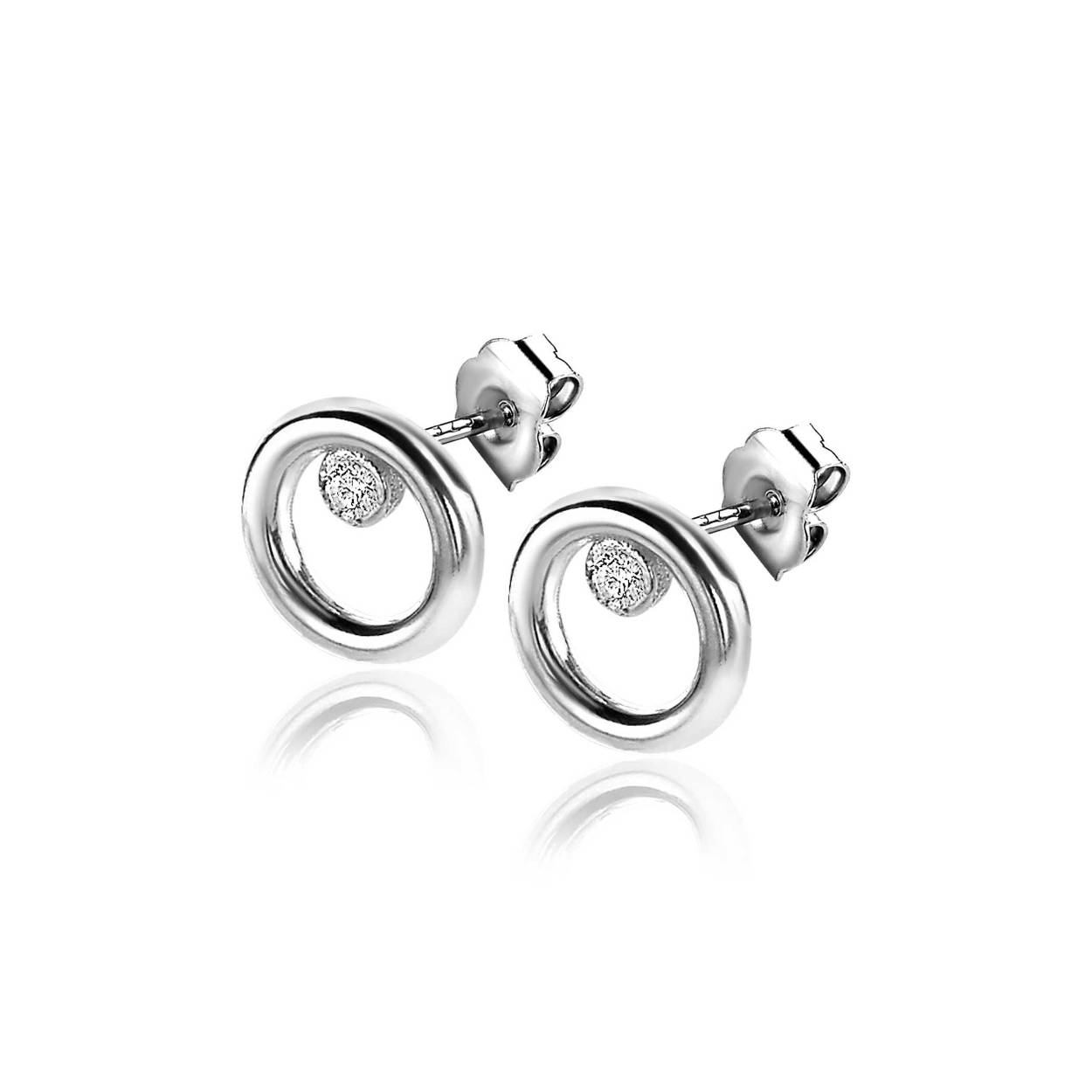  ZINZI zilveren oorstekers 9mm rond met witte zirconia. Vervaardigd van eerste gehalte zilver (925) en voorzien van een extra rodiumlaag voor een langdurige glans.
