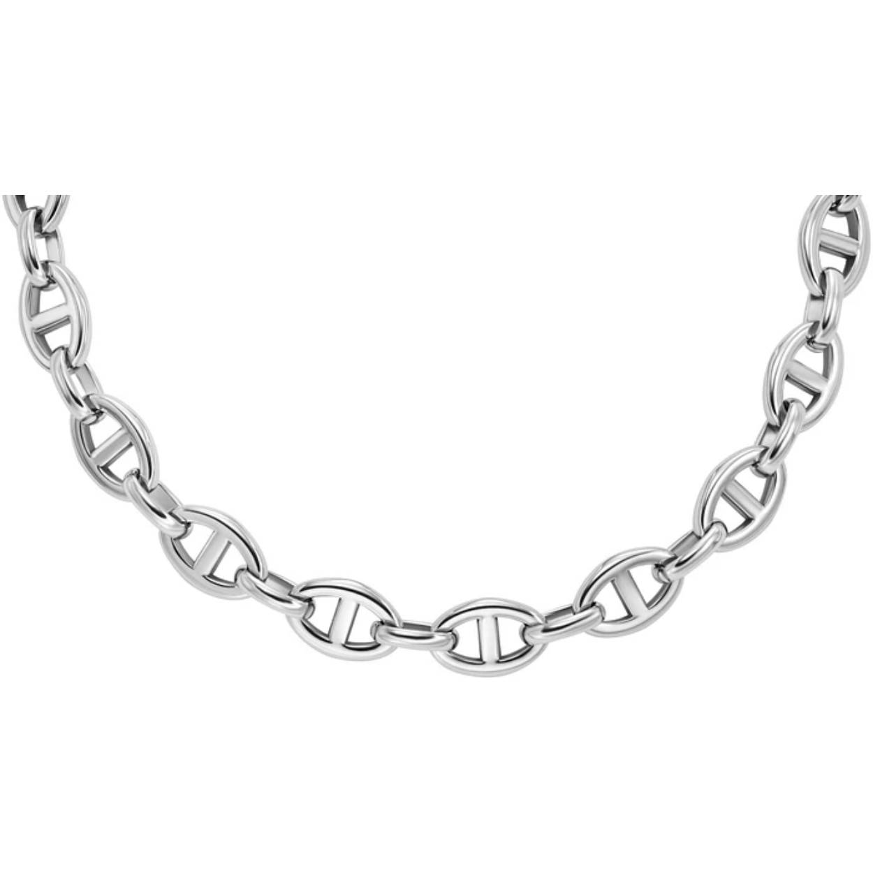 De FOSSIL D LINK JA7242040 Ketting is een prachtig sieraad dat perfect is voor elke gelegenheid. Deze ketting is gemaakt van hoogwaardig staal en heeft een zilverkleurige afwerking die een tijdloze uitstraling geeft. Met een lengte van 45 cm is deze ketting perfect om te dragen als een subtiele toevoeging aan je outfit.

De D LINK ketting heeft een uniek ontwerp met schakels die samen een eigentijdse en stijlvolle uitstraling creëren. Het design is zowel klassiek als modern, waardoor het gemakkelijk te combineren is met verschillende outfits en stijlen. Of je nu een casual look wilt creëren of je outfit wilt opfleuren voor een speciale gelegenheid, deze ketting is de perfecte keuze.