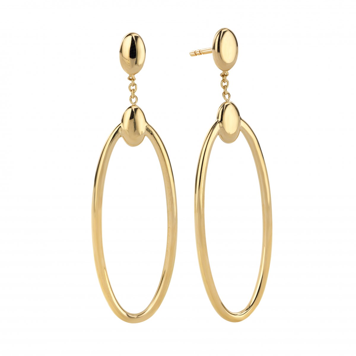 14-karaats geelgouden oorhangers met steker
Hoogte: 6.5 mm.