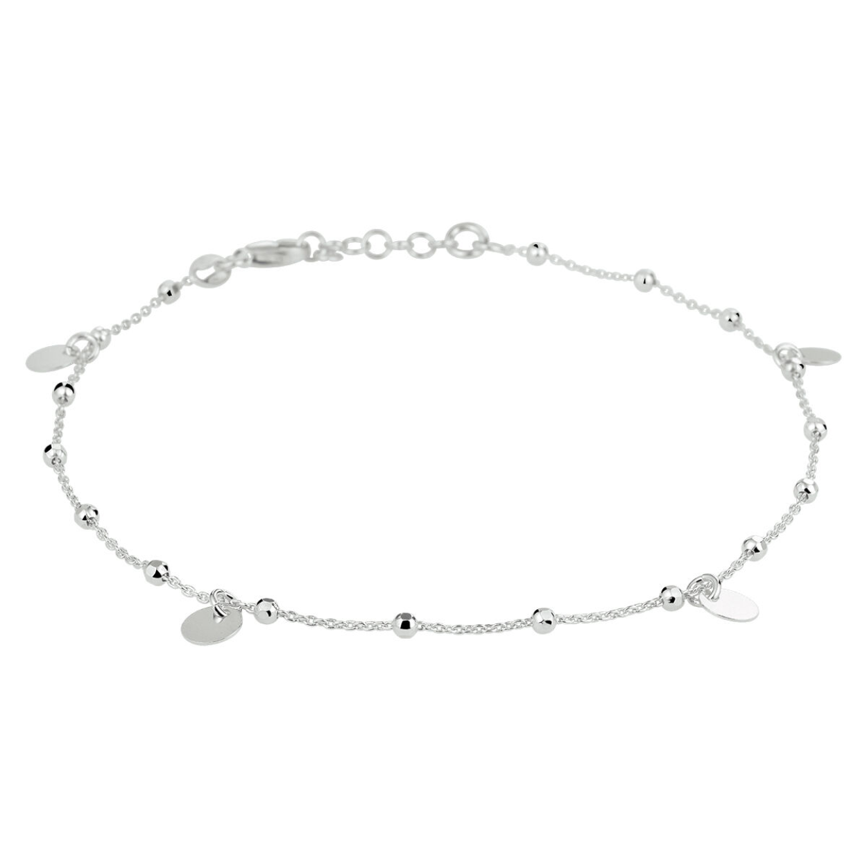 Zilver enkelbandje rondjes 24+2cm 
