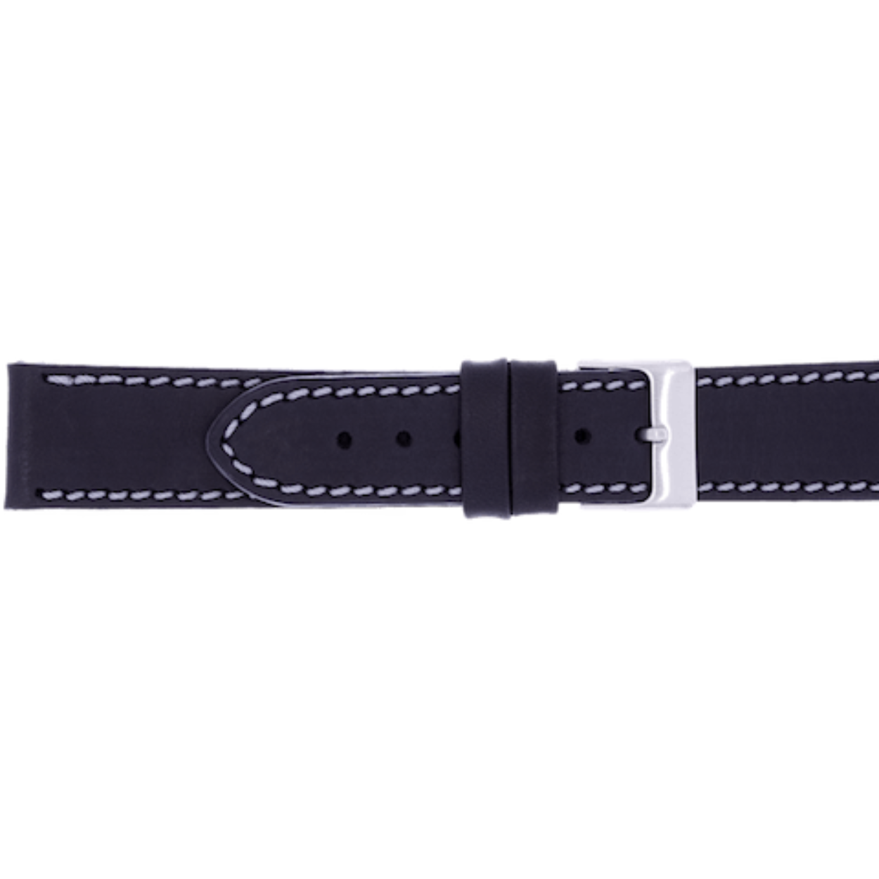 Horlogeband leder 22mm zwart/grijs 
