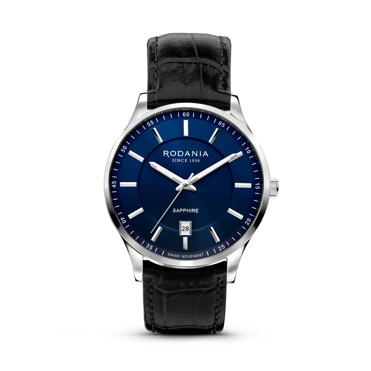 Rodania herenhorloge met leren band, bauwe wijzerplaat, saffierglas, zwitsers uurwerk, 5ATM.
Alle Rodania horloges hebben 3 jaar garantie.