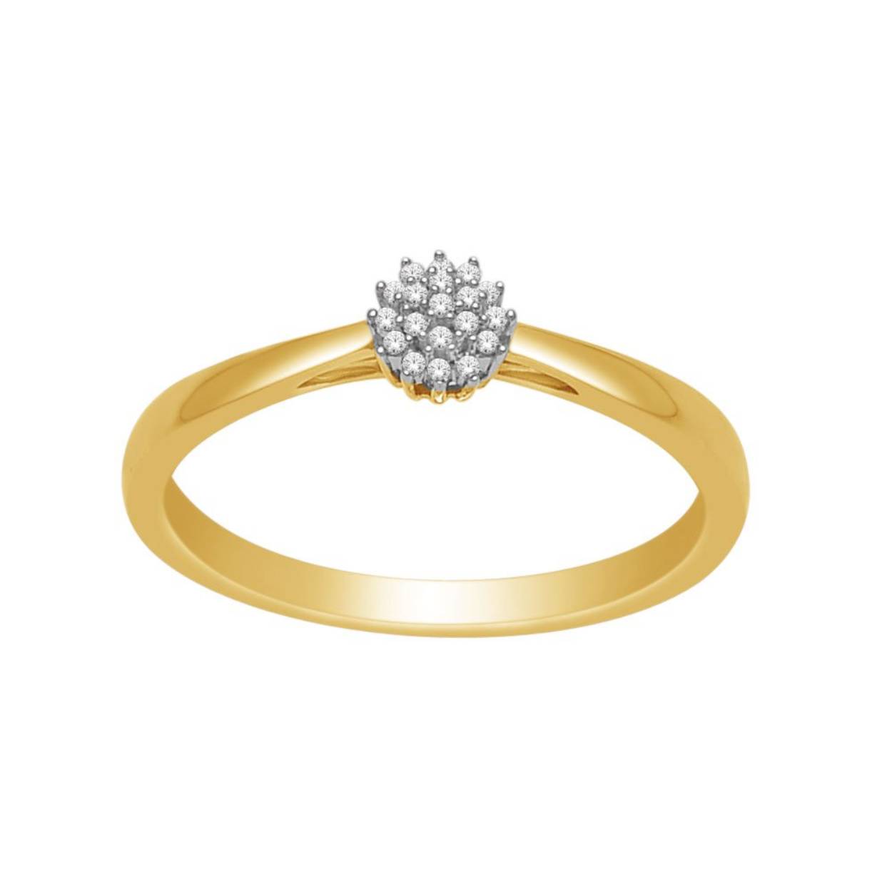 14 karaat geelgouden rozet ring met briljant geslepen diamant. Diamant kwaliteit Top Wesselton SI.