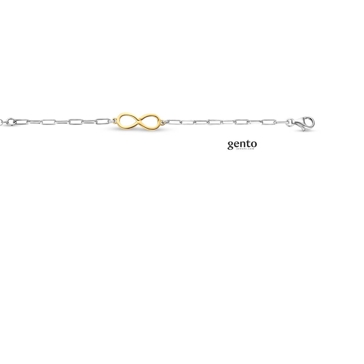 Armband gento bicolor zilve