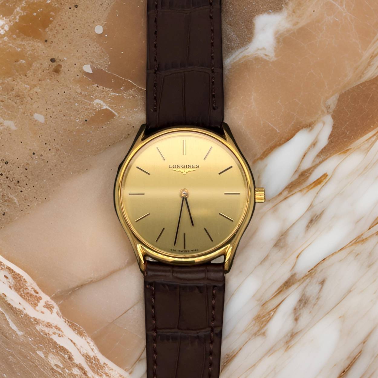 Longines mechanisch Heren Pols Horloge van 18krt goud. Een antiek mechanisch opwind horloge van Zwitserse top kwaliteit