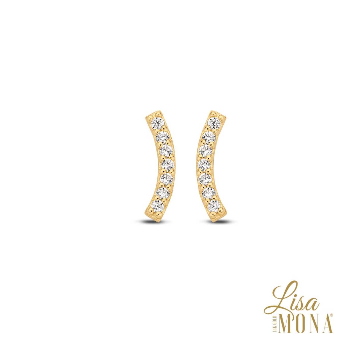  Lisa Mona oorstekers 14kt zirconia maantje 