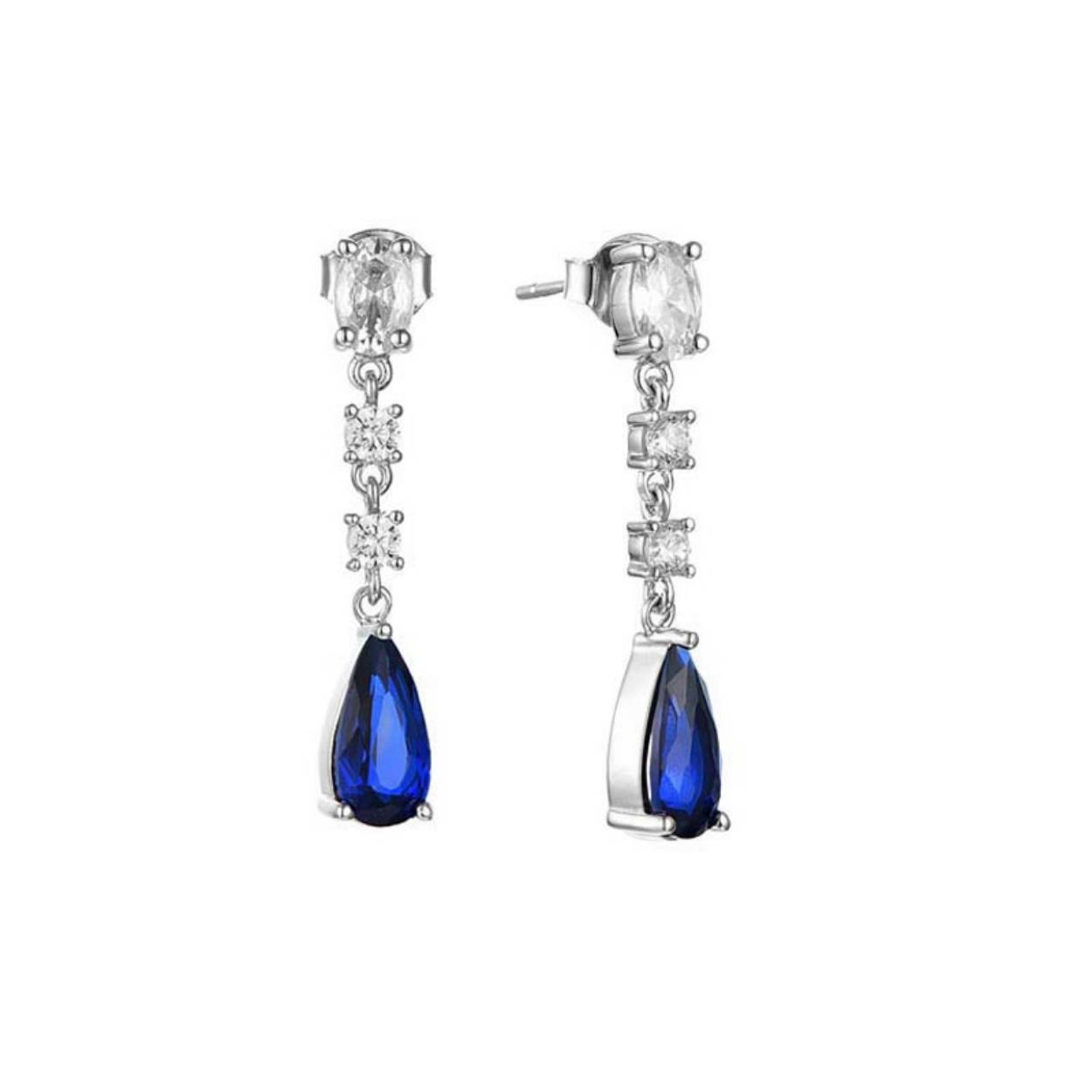 Zilveren MY iMenso ODM Sapphire zirkonia druppel oorstekers 