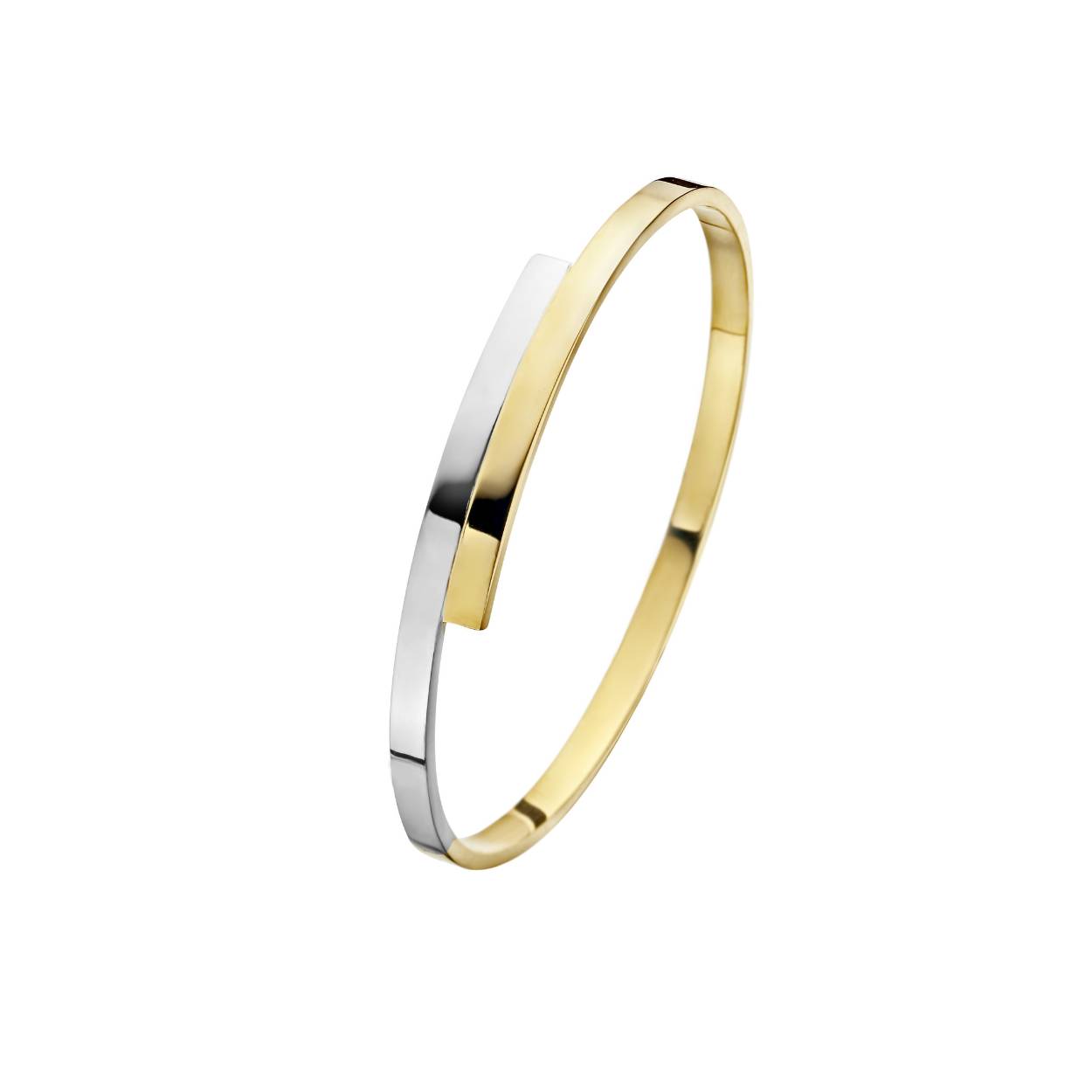 Fjory | 14 krt bicolor armband | 41-A376103

Fjory Slavenarmband Bicolor verspringend 3 mm 41-A376103, 14 karaat geel/wit goud vierkant massief zilveren kern, 61 mm scharnier veiligheidsklik
