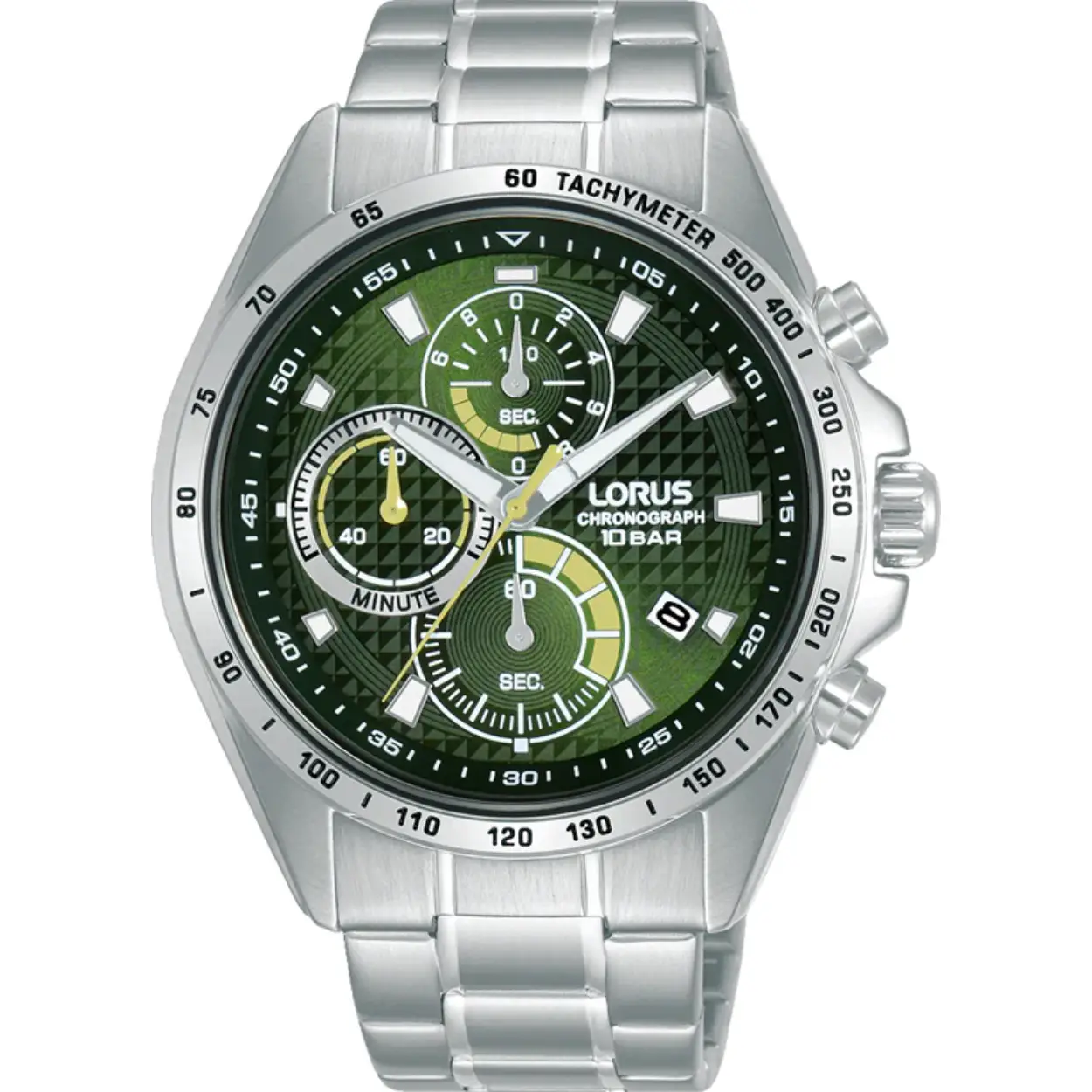 Dit is een herenhorloge van het merk Lorus. Het is een chronograaf horloge gemaakt van staal. De diameter van de kast is 44 mm en de kast is 11.2 mm dik.