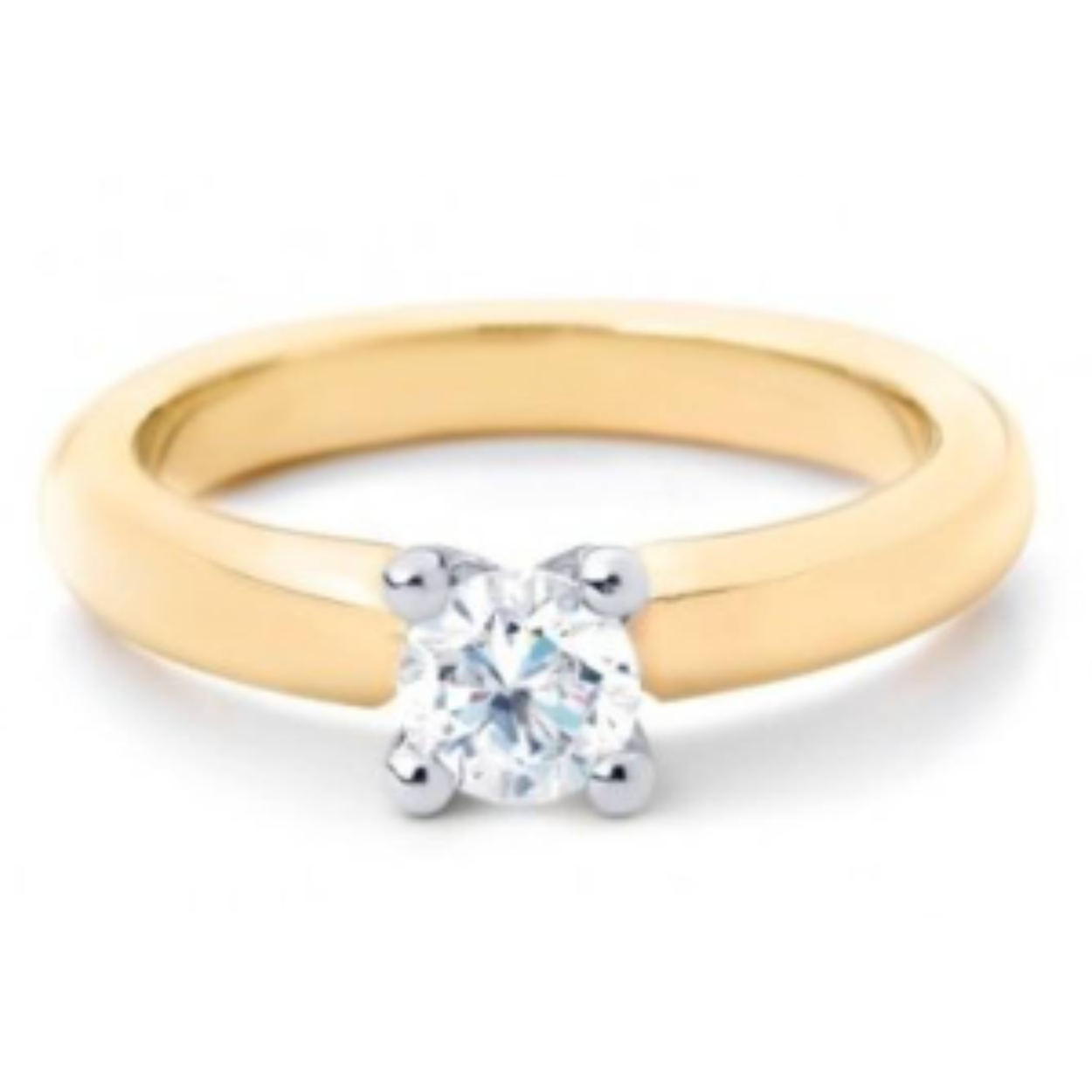 R & C BICOLOR SOLITAIR MET BRILLIANT GESLEPEN DIAMANT MET MAAR LIEFST 0,75 CRT MAAT 55