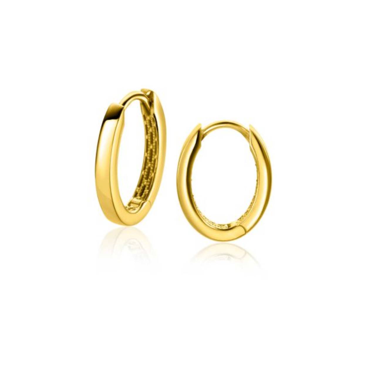 ZINZI Gold 14 karaat gouden ovale oorringen 15mm. Met luxe scharniersluiting. Grootte 15mm met een 2mm brede vierkante buis. Vervaardigd van geheel 14 karaat goud (585).