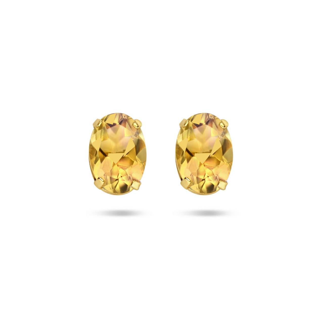 14k Geelgouden citrien oorknoppen met een afmeting van 7x5mm. De citrien stenen hebben een totaal steengewicht van&nbsp;1.44ct (2x 0.72ct).
