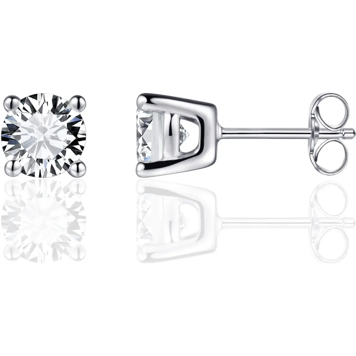 Gisser Jewels - Oorbellen - Oorsteker Solitaire Gezet Met Zirkonia - 7mmØ - Gerhodineerd Zilver 925