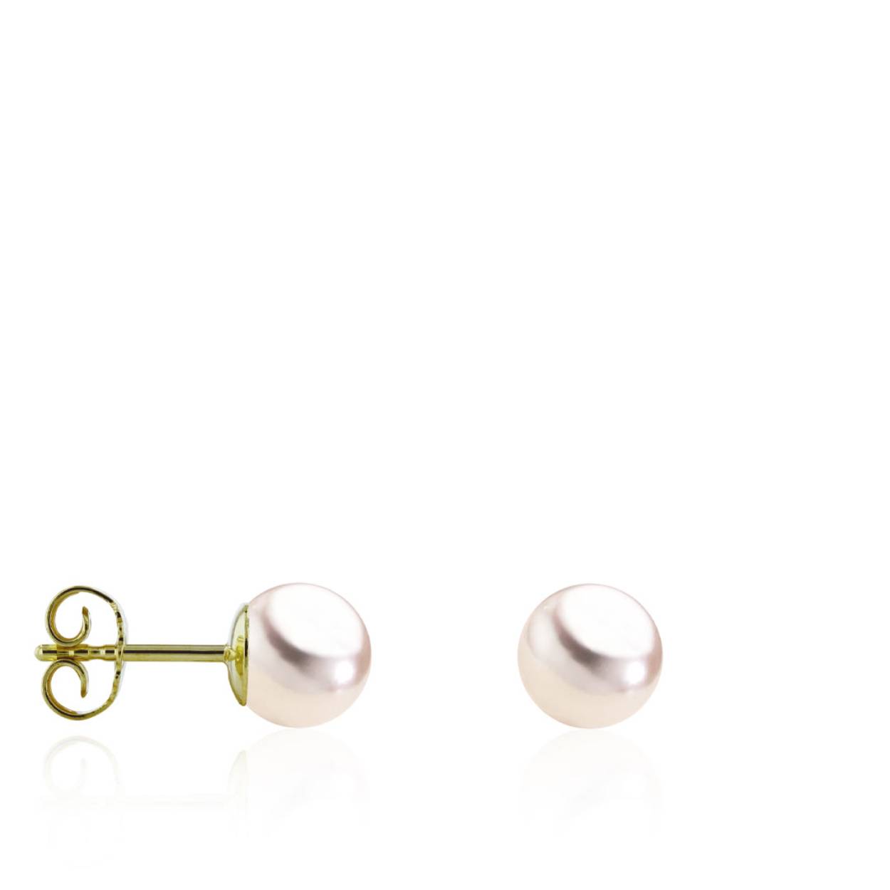 14k geelgouden pareloorknop met Akoya parels van 7,5 tot 8mm A kwaliteit