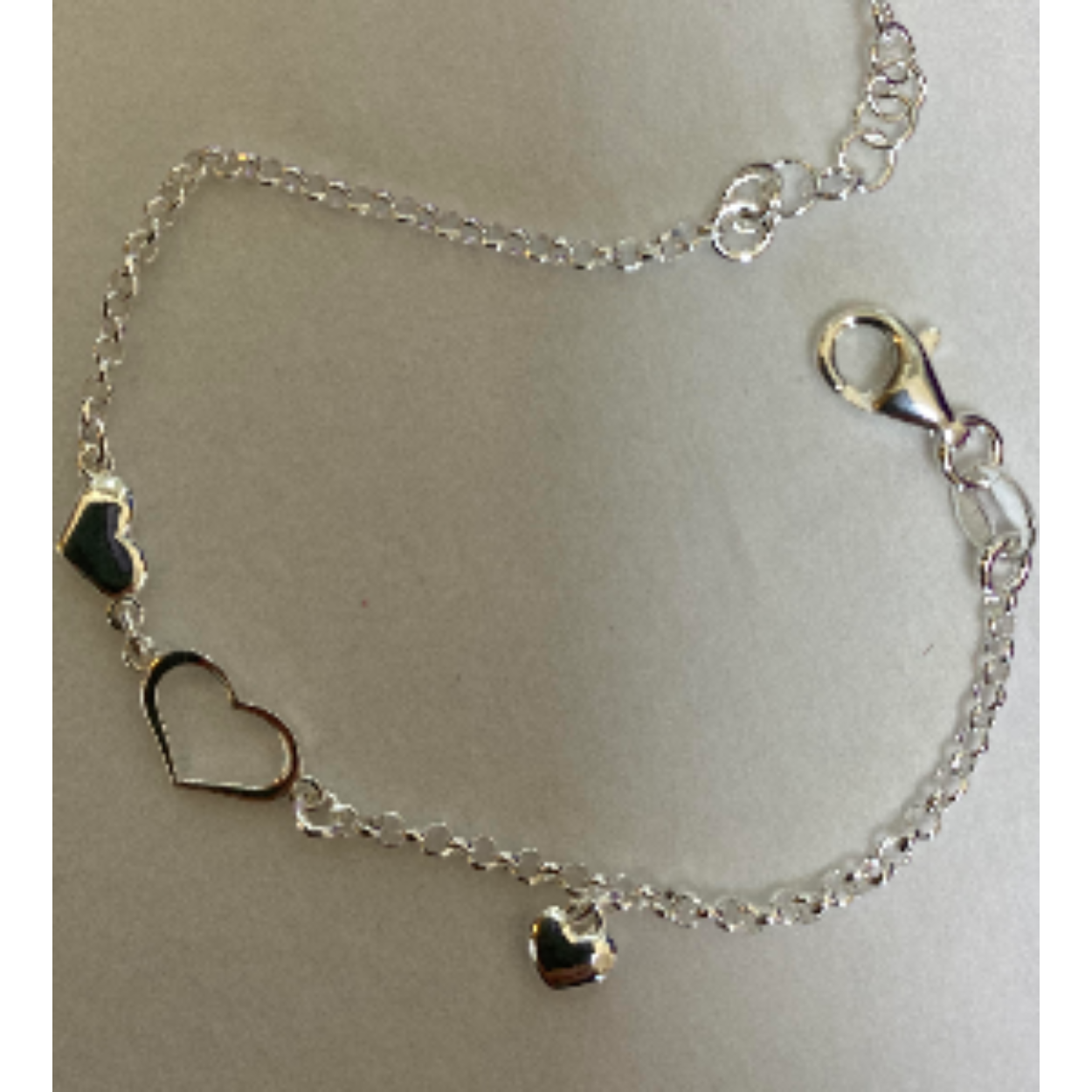 Bellini zilver armbandje 3x hartje 14 cm + 2 cm verlenging