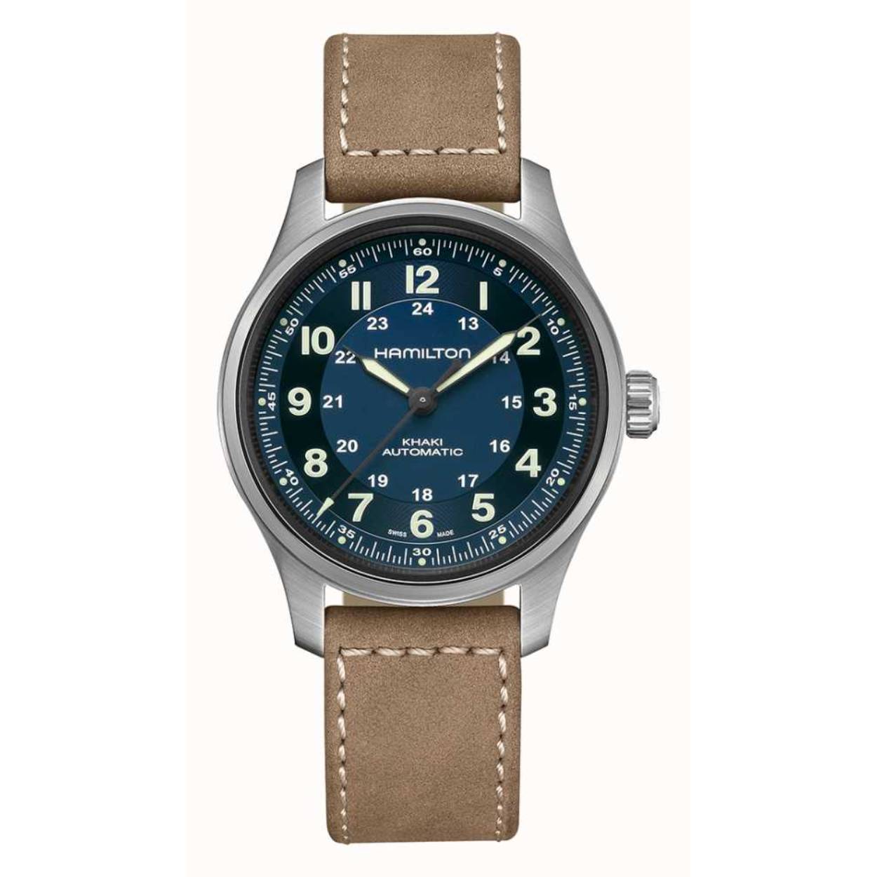 Hamilton horloge leder Khaki field automatic H70545540