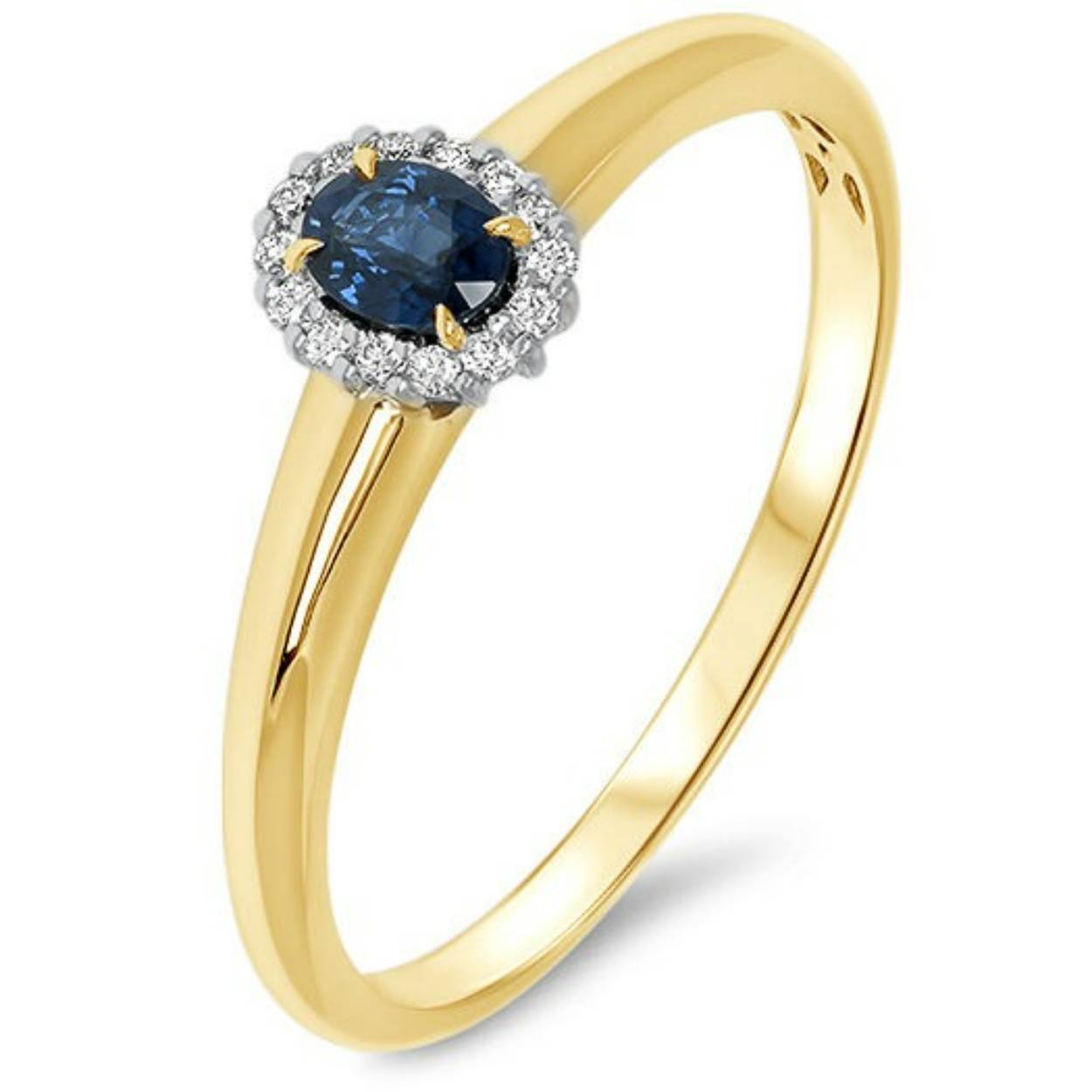 Gouden ring Diamant Saffier