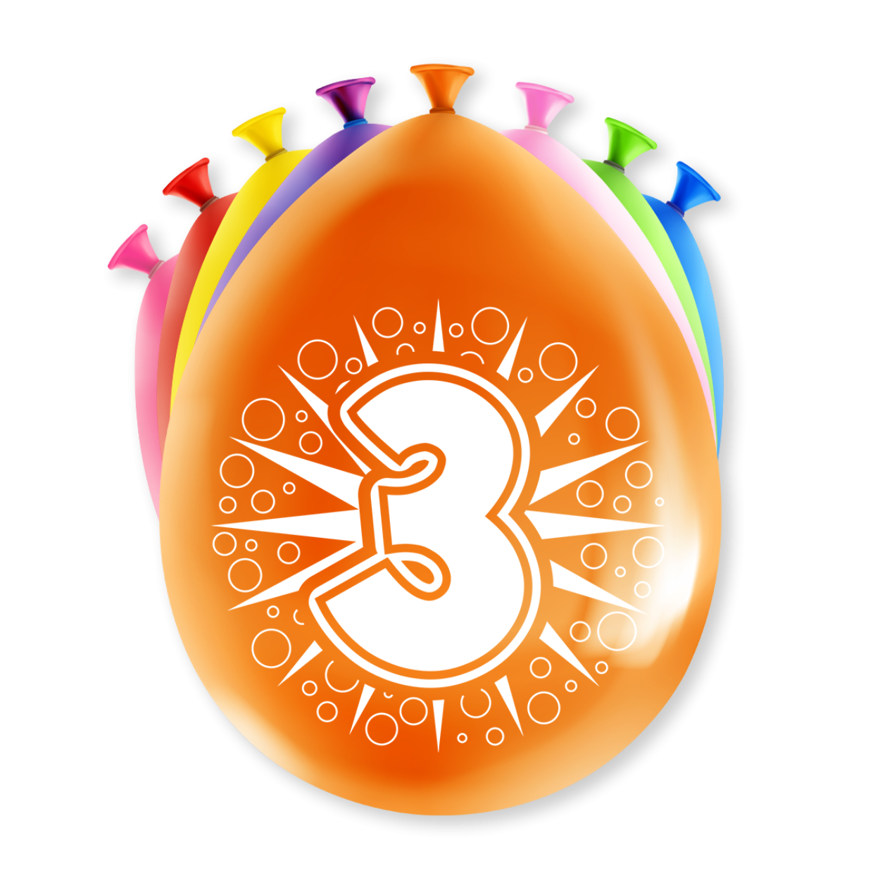 Een feestje kan niet zonder ballonnen en als u party ballonnen met 3 jaar koopt dan krijgt u deze in maar liefst 8 verschillende kleuren! De ballonnen zijn gemaakt van latex en zijn ongeveer 30 bij 30 centimeter groot.