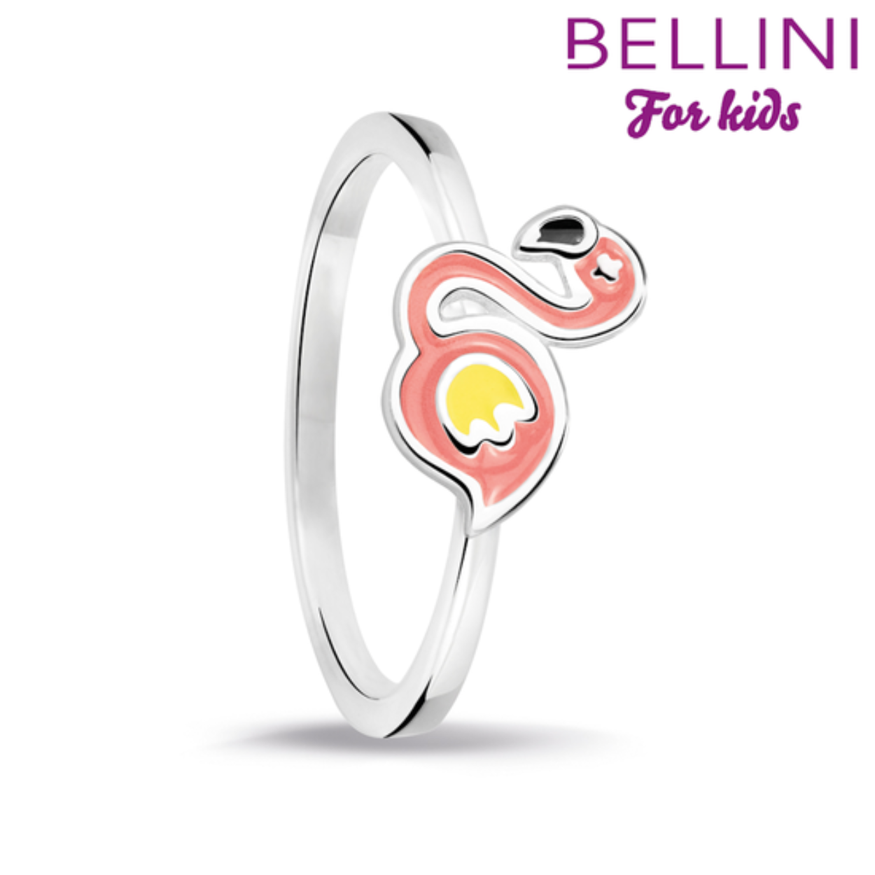Bellini zilveren ring met Flamingo. De ring is onderdeel van een set. Maak de set compleet met de bijpassende oorsieraden en collier.
Bellini for kids is een sieradenlijn welke speciaal voor de jonge meisjes is ontworpen. De gehele Bellini collectie is gemaakt van het eerste gehalte zilver (925) en voorzien van zirkonia's of vrolijk gekleurd emaille. De zilveren ring met bloem heeft een kleine zirkonia in het hart van de bloem. Maak een complete sieraden set door de oortskers te combineren met de bijpassende collier en ringen. Alle Bellini kindersieraden worden geleverd in het bijbehorende roze sieradendoosje of buideltje en zijn een perfect cadeau voor een verjaardag, zwemdiploma, communie of andere feestelijke gelegenheid.
