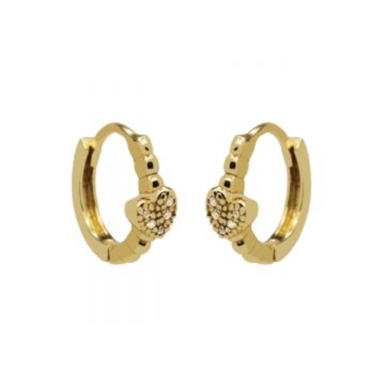 Hinged Hoops Heart Dots Goldplated
