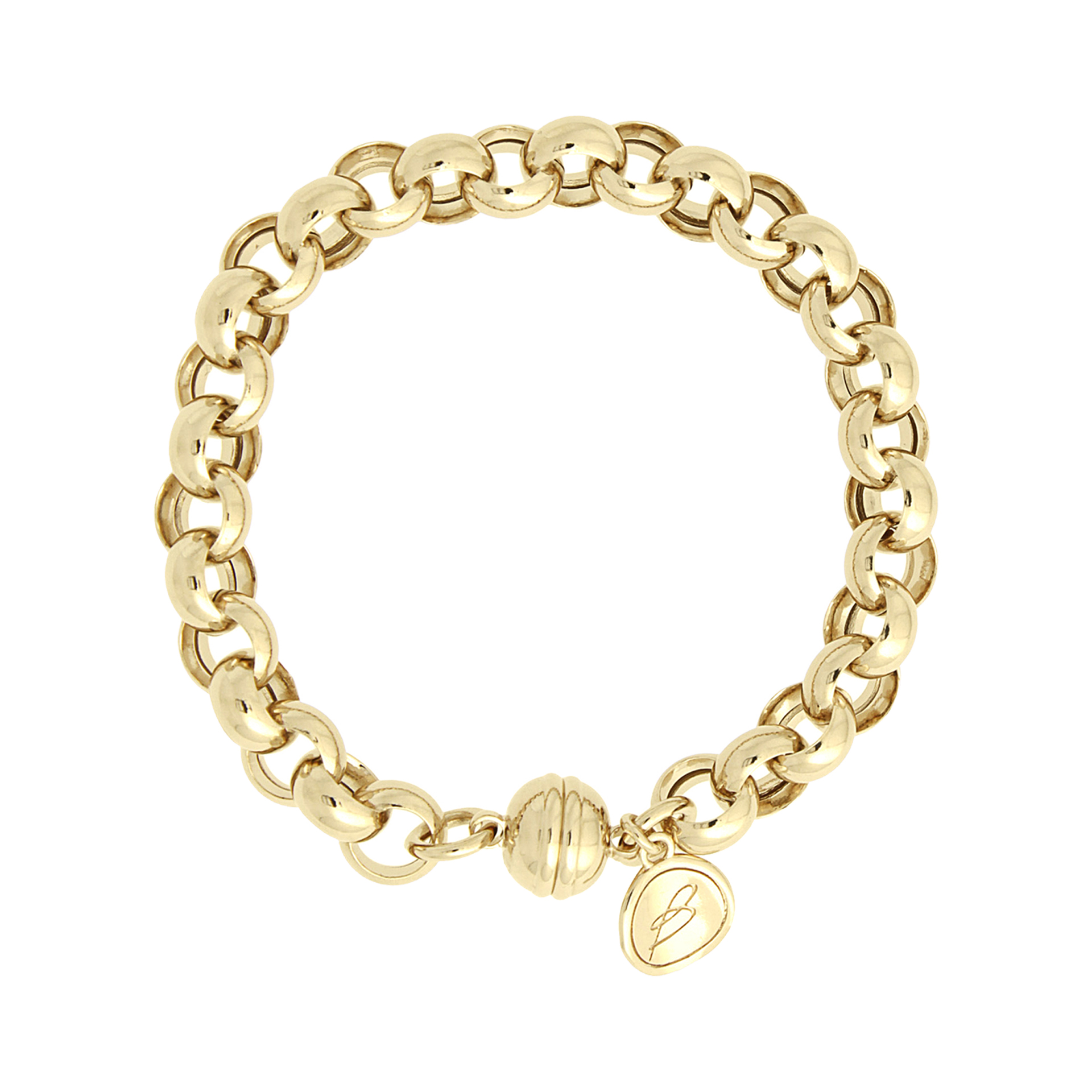 Bronzallure armband geel goud vergulde jasseron schakel met een magneetslot. 19,2 cm