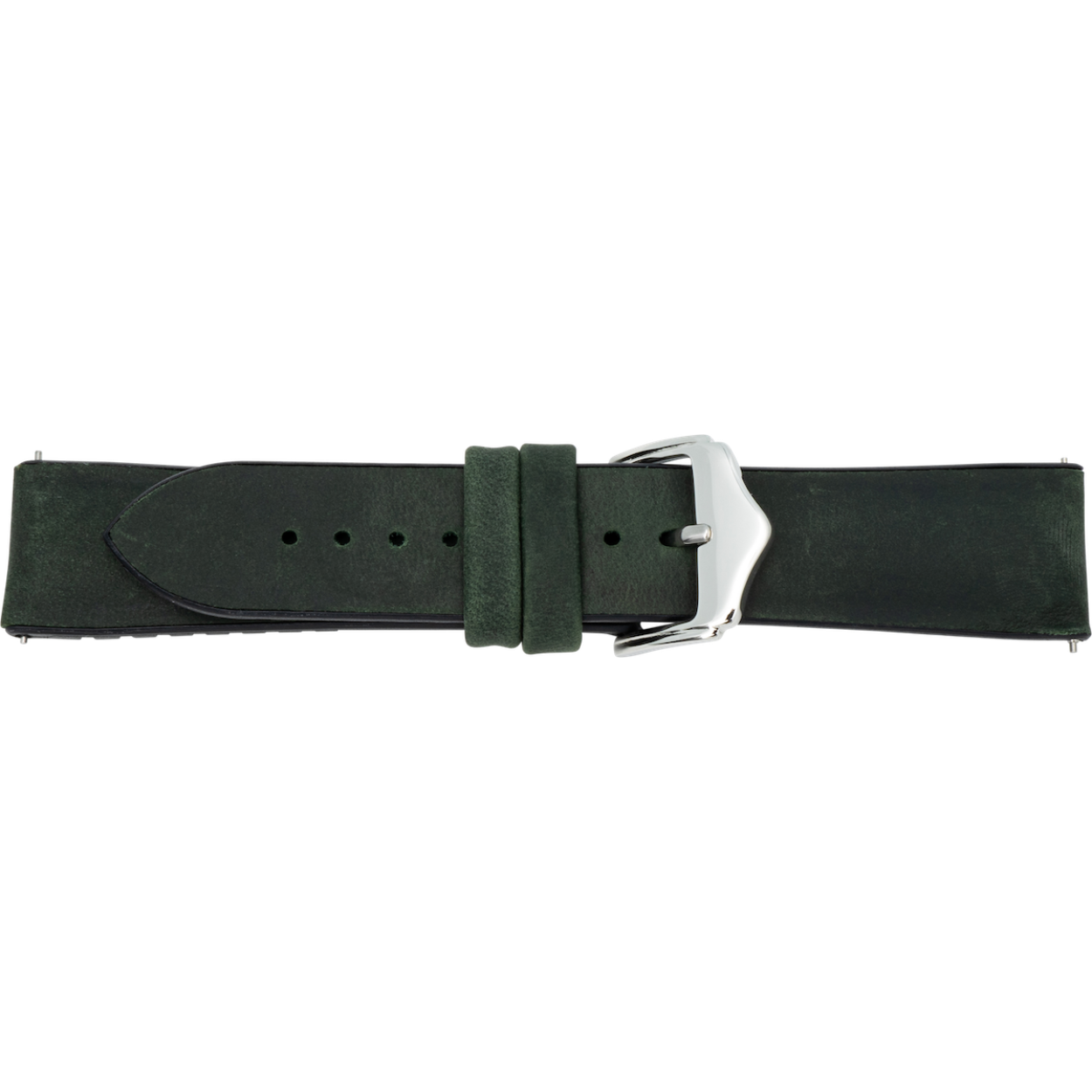 Horlogeband leder 20mm groen leer met zwart silicone easy