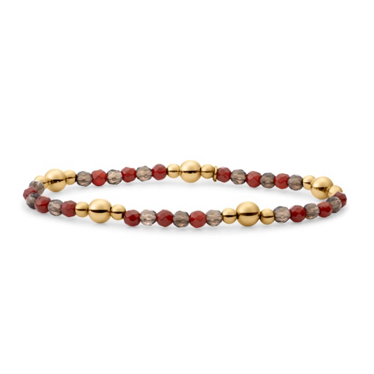 Link Bracelet Additional - Gold - Red Coral | Smoky Quartz