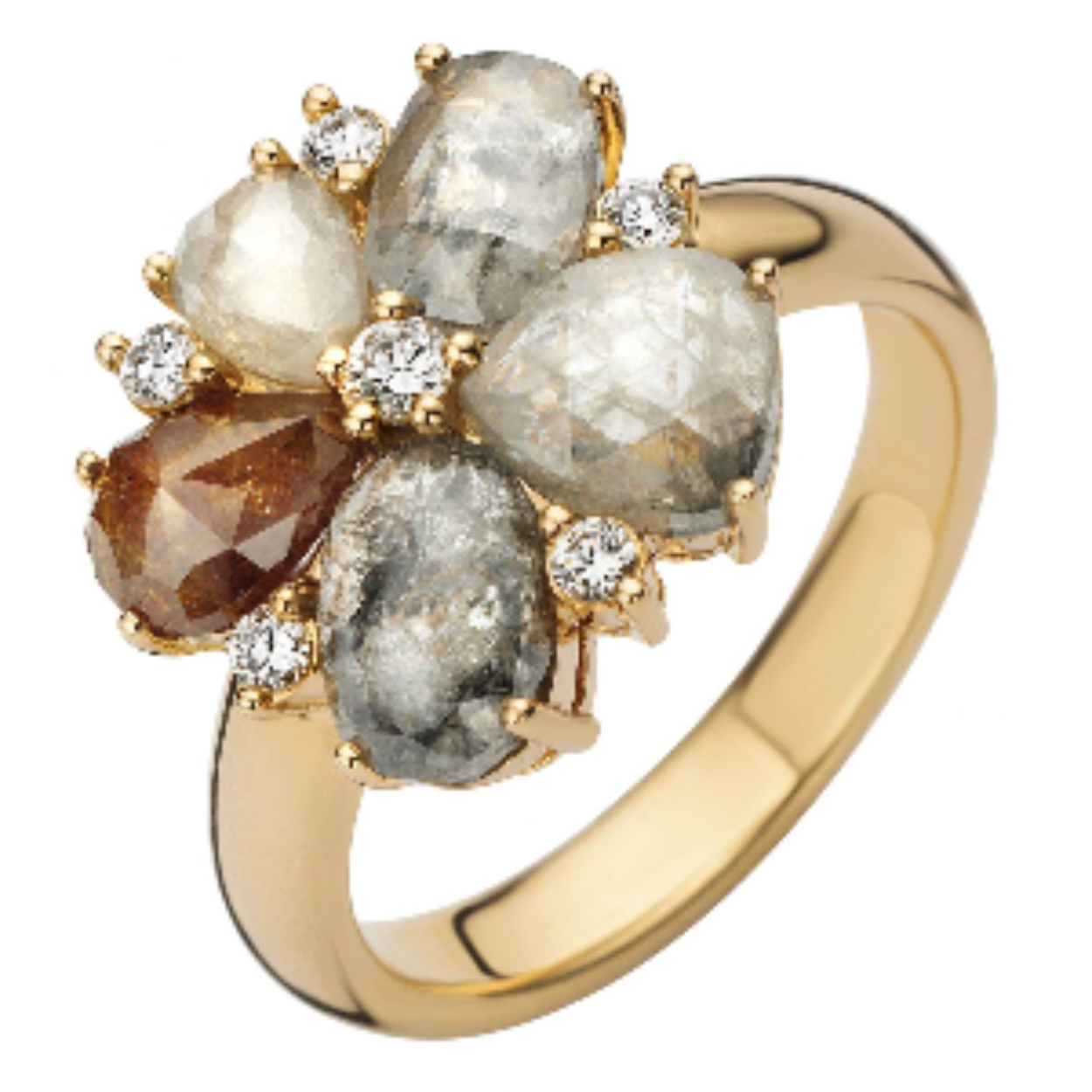 ROOS1835 ROOD GOUD 18KT BLOEM MAAT 55 , 4.20CT
GRIJS DIAMANT